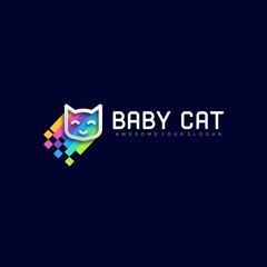 baby cat colorful modern logo templates