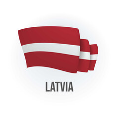 Latvia vector flag. Bended flag of Latvia, realistic vector illustration