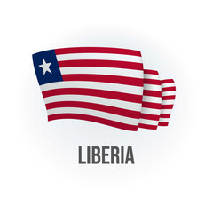 Liberia vector flag. Bended flag of Liberia, realistic vector illustration