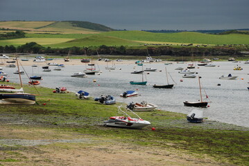 Boats in a bay in Padstow, Devon, UK