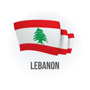 Lebanon vector flag. Bended flag of Lebanon, realistic vector illustration