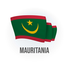 Mauritania vector flag. Bended flag of Mauritania, realistic vector illustration - obrazy, fototapety, plakaty