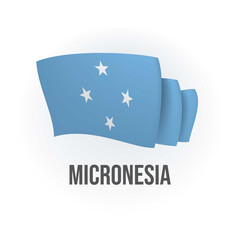 Micronesia vector flag. Bended flag of Micronesia, realistic vector illustration