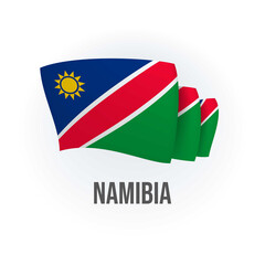 Namibia vector flag. Bended flag of Namibia, realistic vector illustration