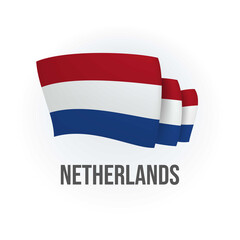 Netherlands vector flag. Bended flag of Netherlands, realistic vector illustration