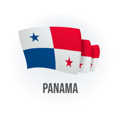 Panama vector flag. Bended flag of Panama, realistic vector illustration