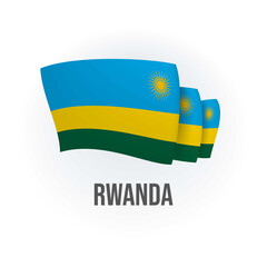 Rwanda vector flag. Bended flag of Rwanda, realistic vector illustration