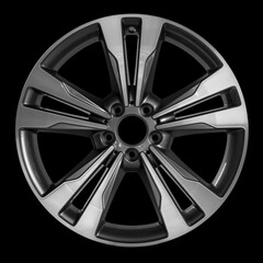 Aloy wheel rim isolated on black background.