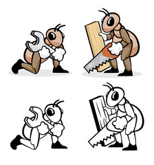 Vector illustration about ant profession carpenter and locksmith
