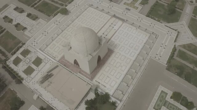 Jinnah Mausoleum Karachi- Flat - Aerial - Dolly Backwards - Closeup 