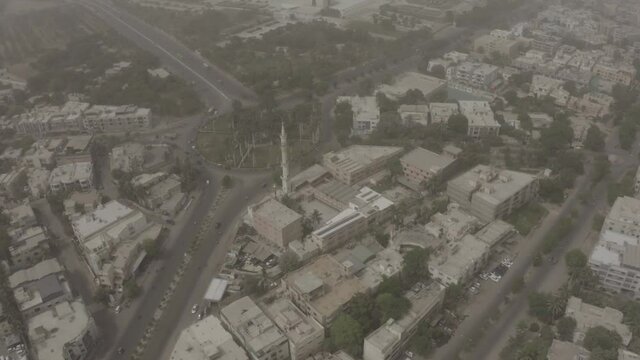 Jinnah Mausoleum Karachi- Flat - Aerial - Dolly Front - Tilt 