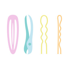 cartoon hair pins isolated on white background
