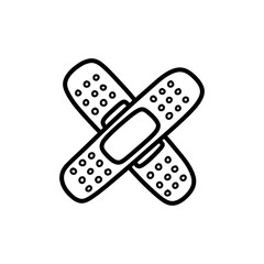 adhesive plaster doodle icon, vector color line illustration