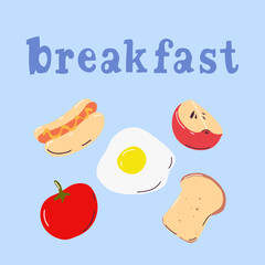 Vector set of food for breakfast. Healthy eating.