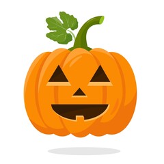 Orange Halloween Pumpkin with green leef icon