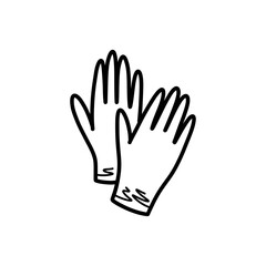 Fototapeta na wymiar medical gloves doodle icon, vector color line illustration