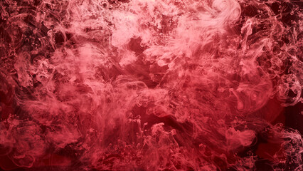 Abstract red ocean background, ruby paints in water, vibrant bright smoke scarlet wallpaper