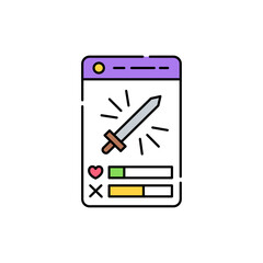 Card game olor line icon. Computer games genres. Pictogram for web page, mobile app, promo.