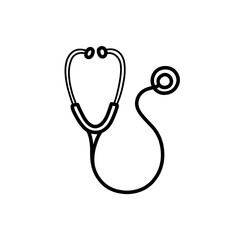 stethoscope doodle icon, vector color line illustration