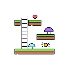 Platformer olor line icon. Computer games genres. Pictogram for web page, mobile app, promo.