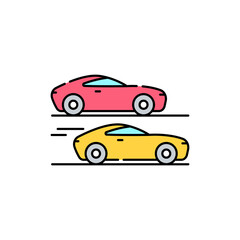 Racing olor line icon. Computer games genres. Pictogram for web page, mobile app, promo.