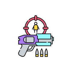 Shooters game olor line icon. Computer games genres. Pictogram for web page, mobile app, promo.