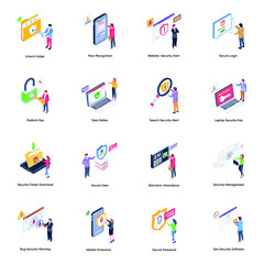 Set of Cyber Protection Isometric Illustrations

