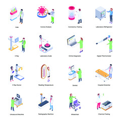 Pack of Healthcare Services Isometric Illustrations

