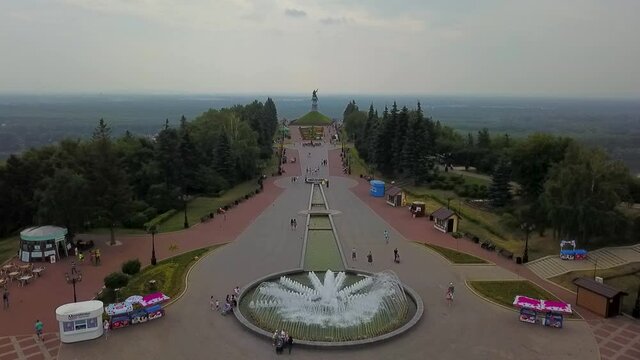 Ufa, Salavat Yulaev Square. Aerovideo 4k