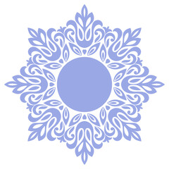 Fototapeta na wymiar Decorative frame Elegant vector element for design in Eastern style, place for text. Floral blue and white border. Lace illustration for invitations and greeting cards