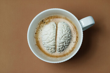 Brain submerged like marshmallow in coffee cup