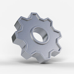 Metal gear isolated on white background. 3D rendering, 3D illustration