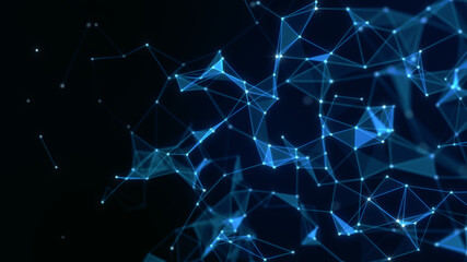 Abstract technology background from lines and dots. Plexus space geometrical backdrop