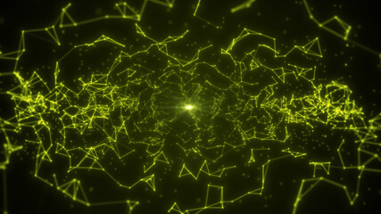 Abstract technology Plexus tunnel background from lines and dots. Space geometrical backdrop