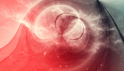 abstract galaxy in hot and dark red with stars and white universes