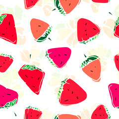 seamless vector pattern with a stylized strawberry in a modern style. Suitable for wrapping paper, for a gift, for a fruit store, for stationery products