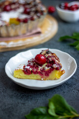 clafoutis with cherry summer french dessert


