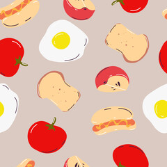 Vector pattern of products for breakfast.