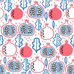 Seamless pattern with pomegranate. 