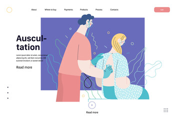 Auscultation - medical insurance web template. Modern flat vector