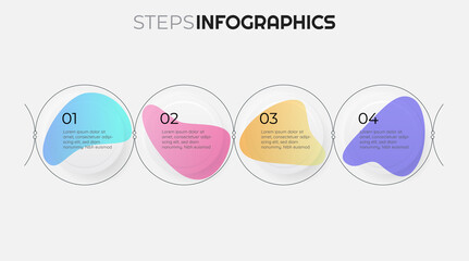 Vector trendy step by step infographics design. Linear and neomorphism