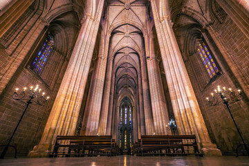 Fototapeta premium Batalha - June 22, 2021: Inside the Majestic Batalha Monastery, Portugal