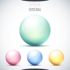 Glossy spheres set. Shiny vector balls