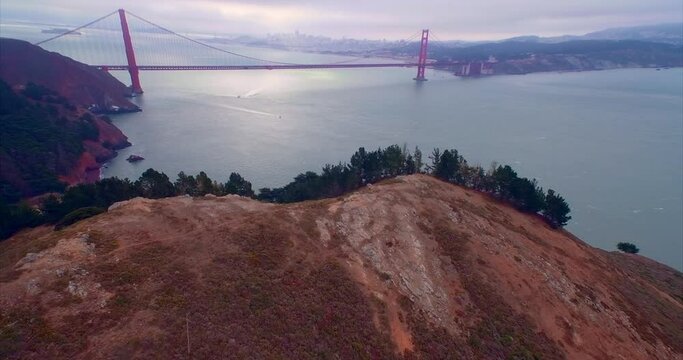 Aerial: Golden Gate Bridge, San Francisco, USA