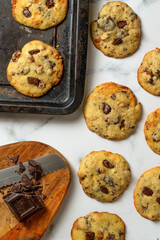 Chocolate chips cookies with almonds