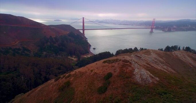 Aerial: Golden Gate Bridge, San Francisco, USA