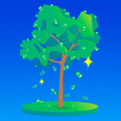 Cash tree. Growth stage 4 with a background