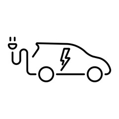 A simple linear icon of an electric car or a car charging station