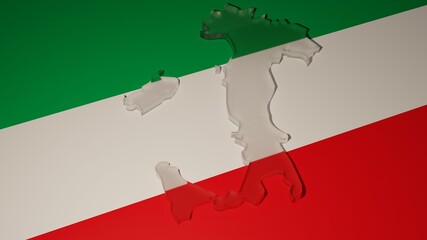 Italian transaparent map on Italy flag 