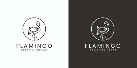 creative flamingo line logo © agus